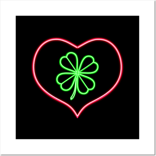 heart and lucky clover Posters and Art